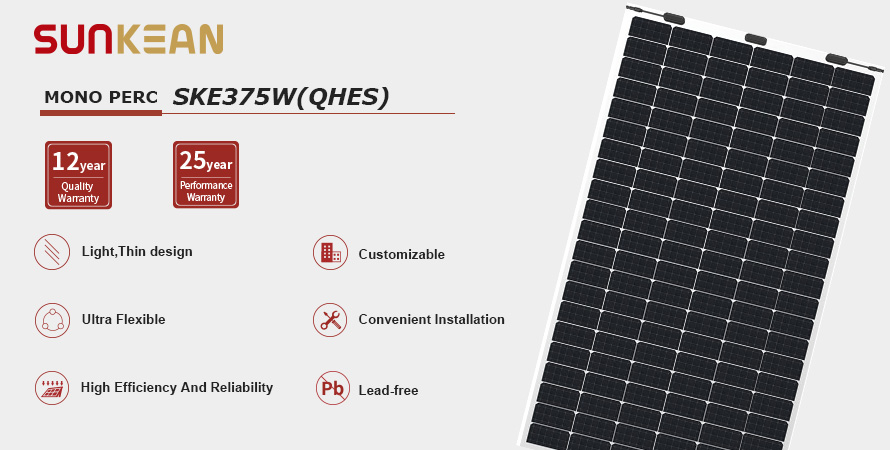 Painel solar flexível ultra flexível de 370 ~ 375 W